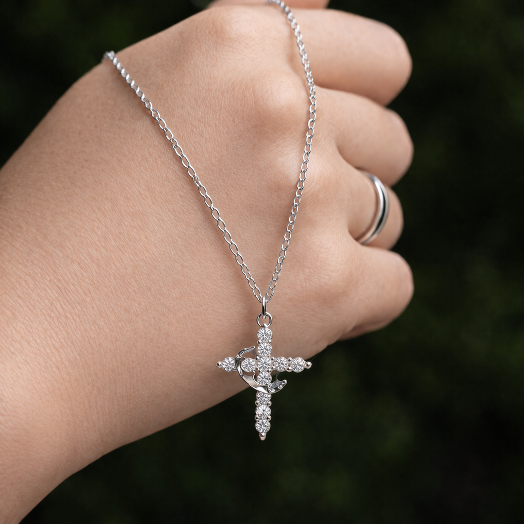 Cross & Crown Necklace – Elegance and Purpose