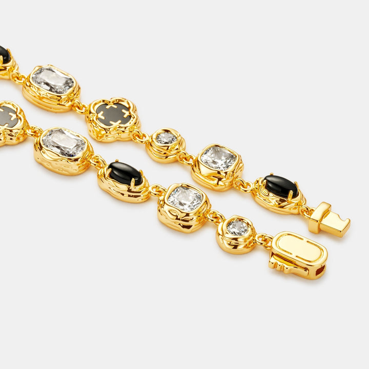 Melted Onyx Gemstone Necklace (Gold)