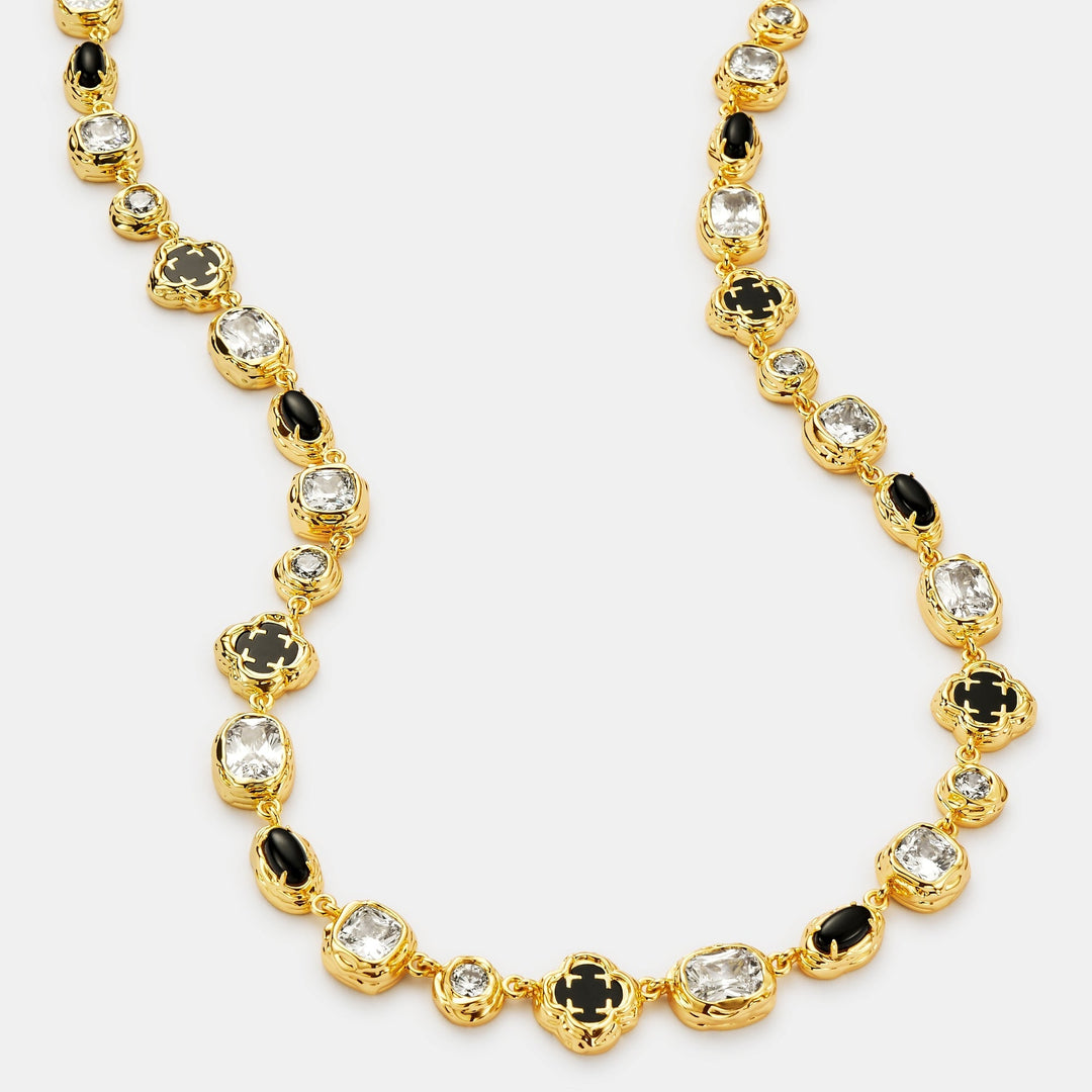 Melted Onyx Gemstone Necklace (Gold)
