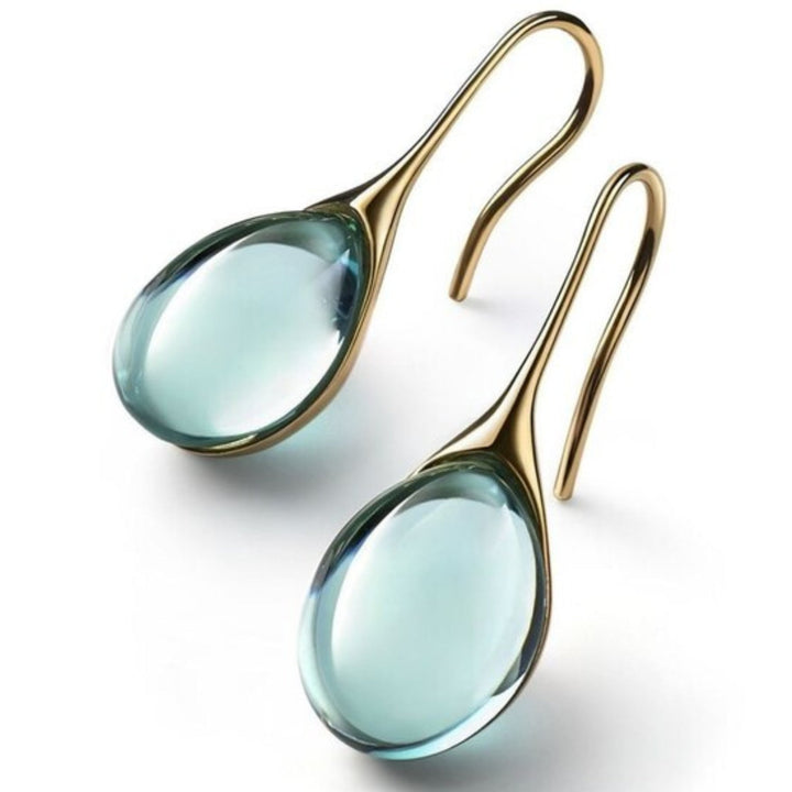 Drop Earrings with Bi-Color Crystal in Gold and Silver