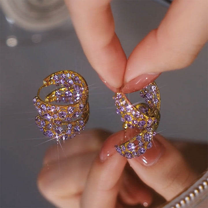 Amethyst Crystal Hoop Earrings