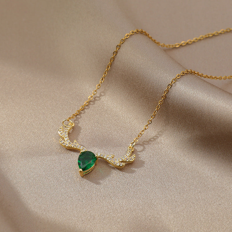 Emerald Deer Grace Necklace