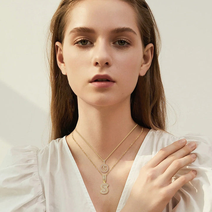 Pavé Initial Necklace Set | Gold