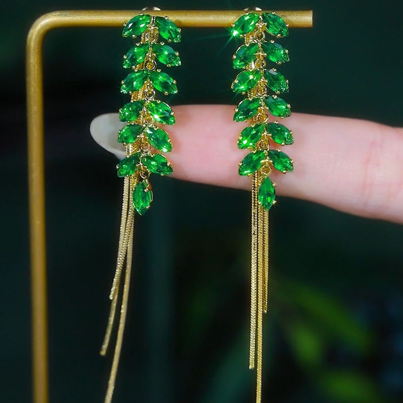 14K Gold-Plated Exquisite Long Wheat Tassel Earrings