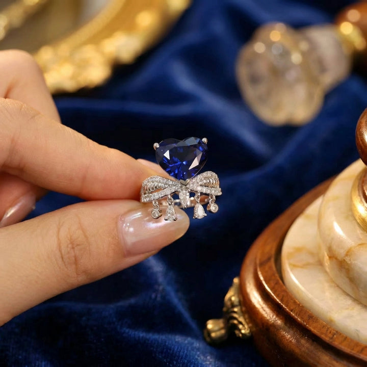 Royal Sapphire Heart Crown Ring