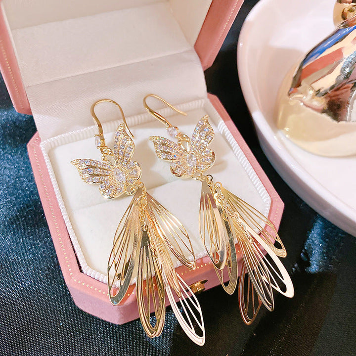 Butterfly Wing Tassel Earrings
