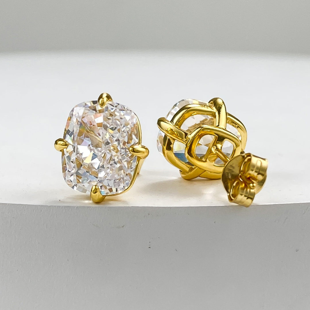 Chunky Rectangle Diamond Stud Earrings