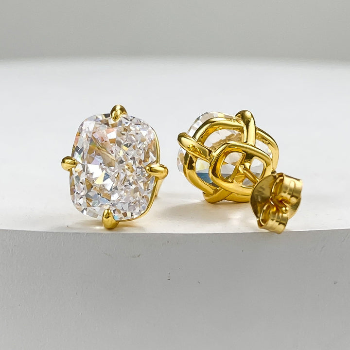 Chunky Rectangle Diamond Stud Earrings