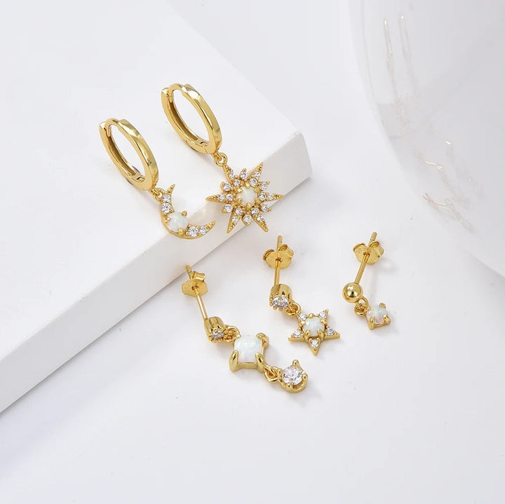 Opal Stars Earrings Set