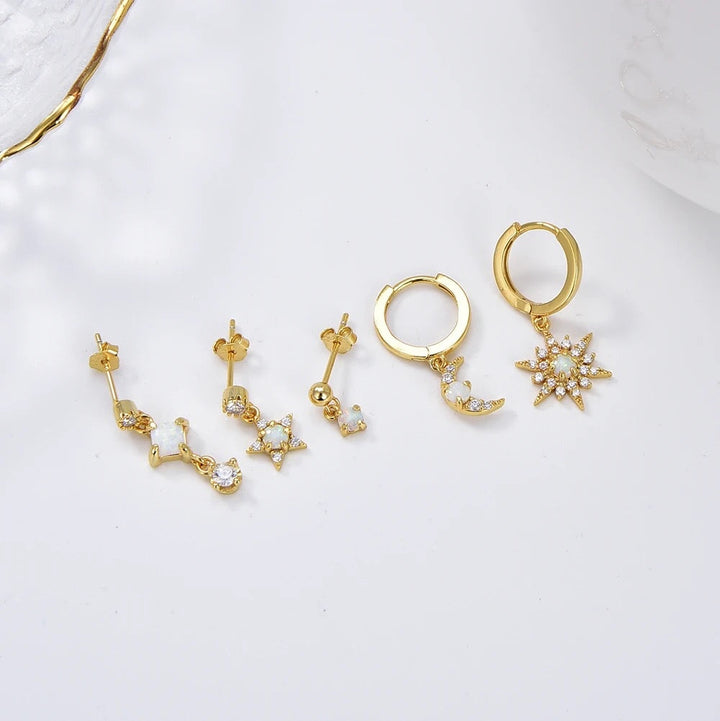 Opal Stars Earrings Set