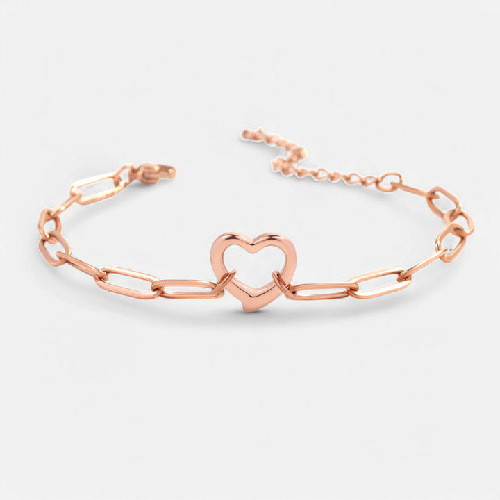 Open Heart Paperclip Chain Bracelet