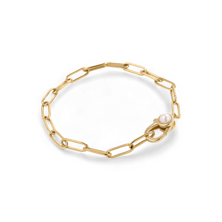Paperclip Bracelet with Pearl Accent