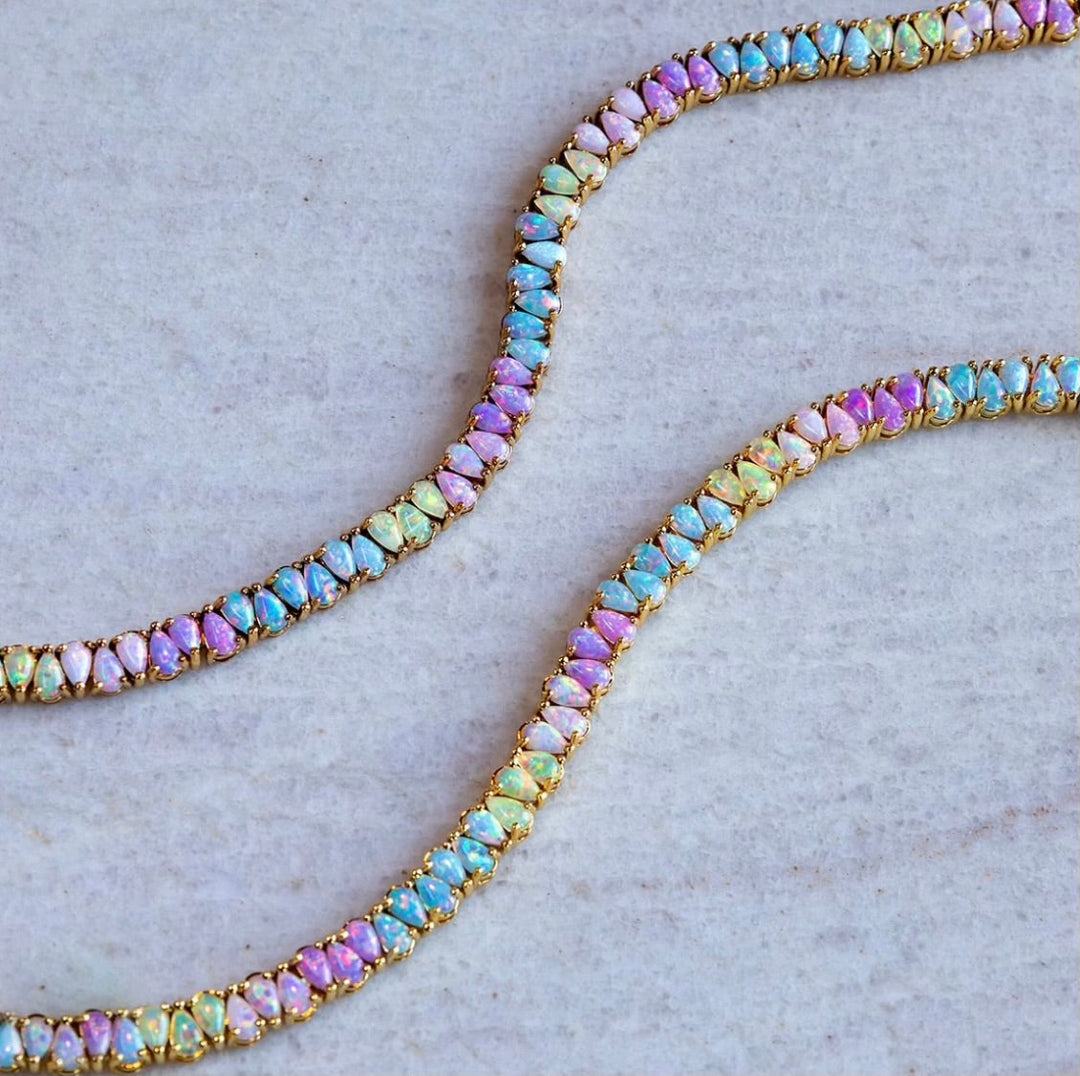 Pastel Opal Bracelet Sterling Silver