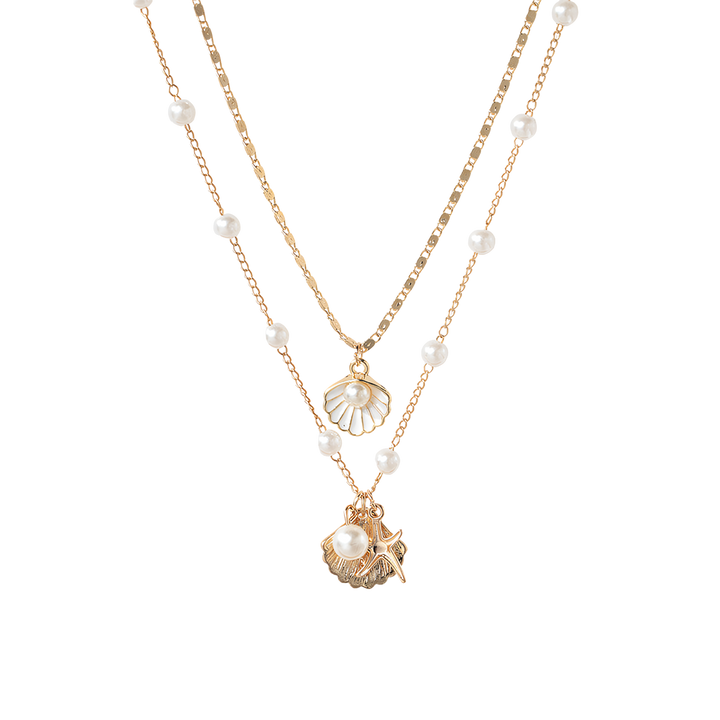 Pearl and Shell Pendant Necklace Set