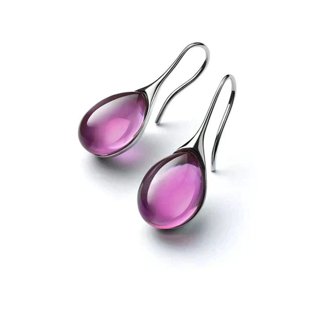 Drop Earrings with Bi-Color Crystal in Gold and Silver