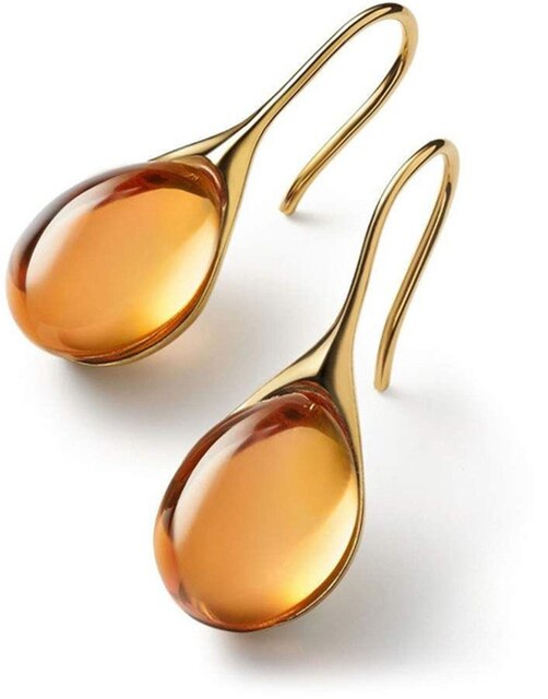 Drop Earrings with Bi-Color Crystal in Gold and Silver