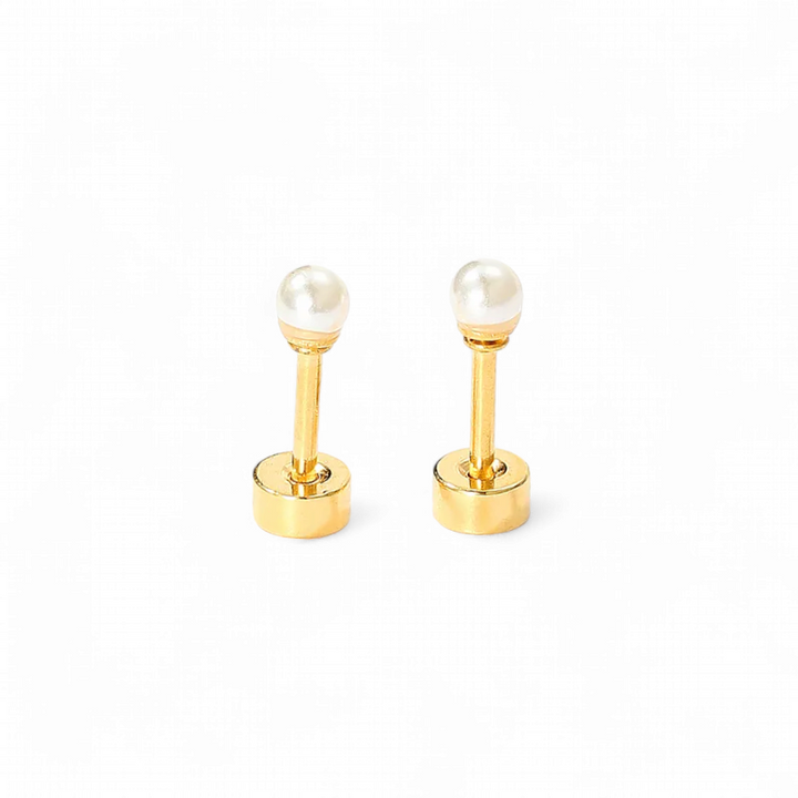 Stud earrings with flat lock in 18-carat gold-plated stainless steel 3.5 - 6 - 7 - 8mm.