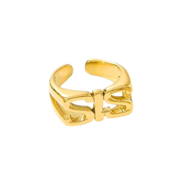 SIS adjustable ring in 18 karat gold-plated stainless steel