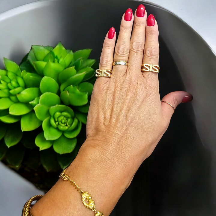 SIS adjustable ring in 18 karat gold-plated stainless steel