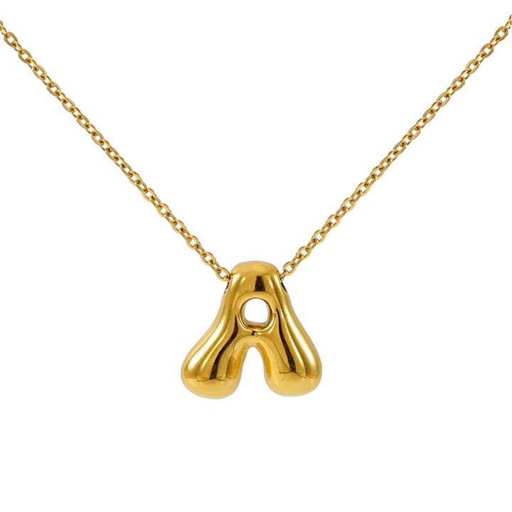 Necklace with balloon letters in 18 karat gold-plated stainless steel