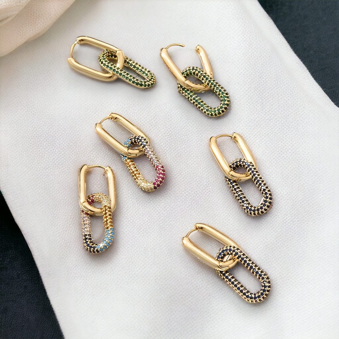 Geometric Oval Hoop Earrings