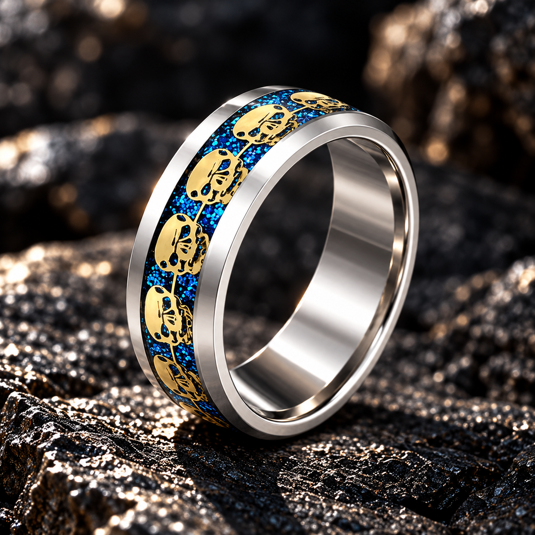 Royal Sapphire Skull Ring