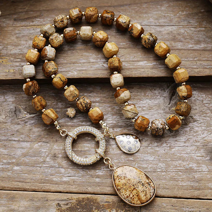 Picture Jasper Pavé Statement Necklace