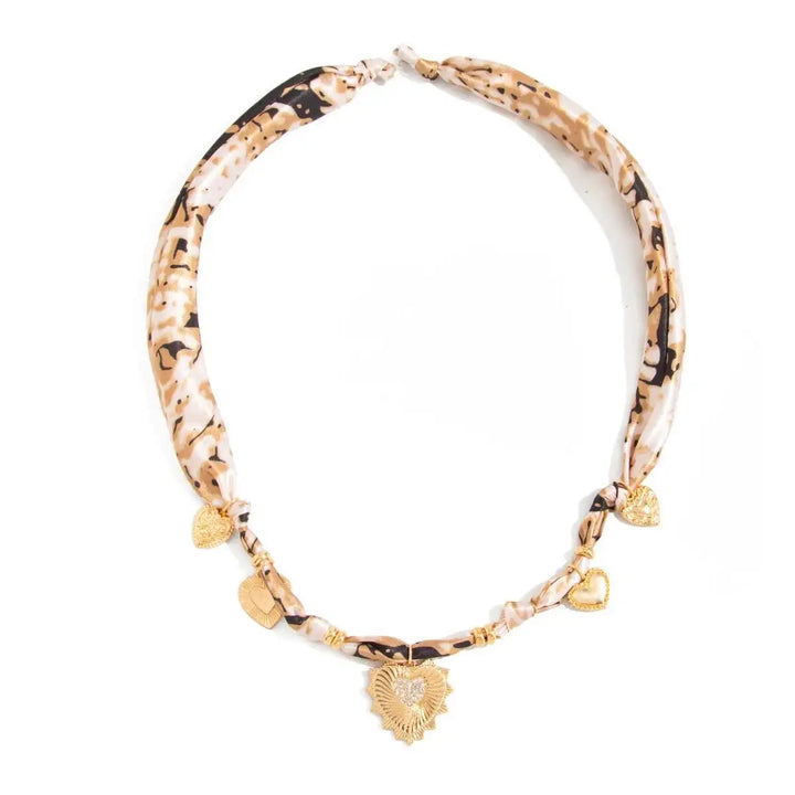 Sophisticated Leopard Silk Heart Necklace