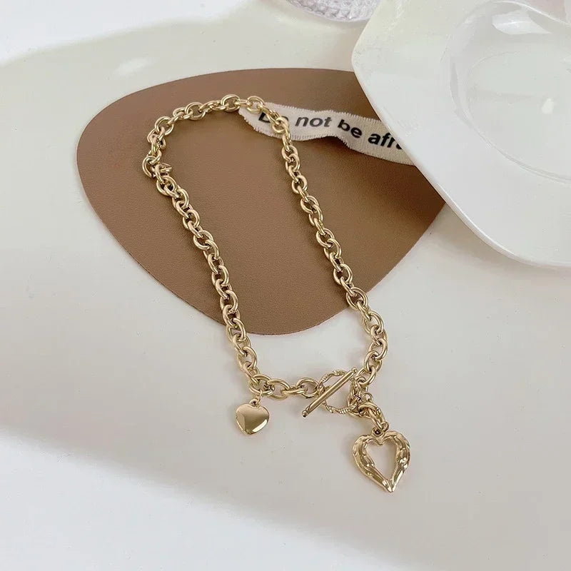 Textured Heart Toggle Necklace
