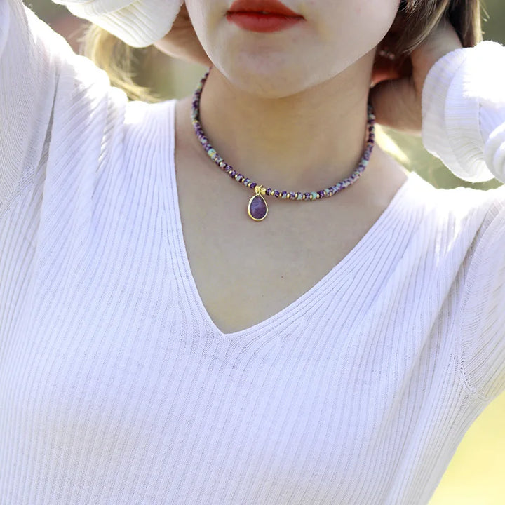 Aluka Gemstone Choker Necklace – Amethyst