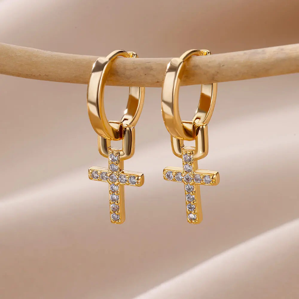 Selah Cross Charm Hoops