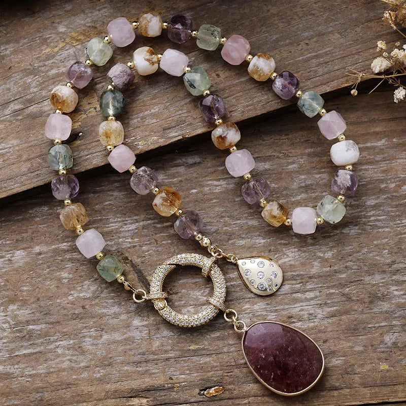 Mixed Quartz Pavé Statement Necklace
