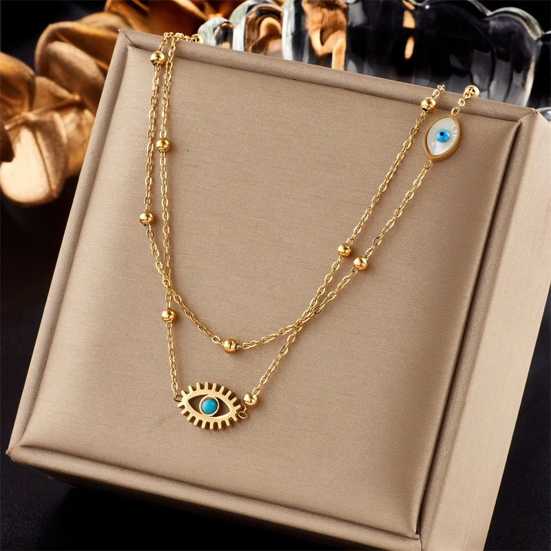 Double Layer Evil Eye Necklace