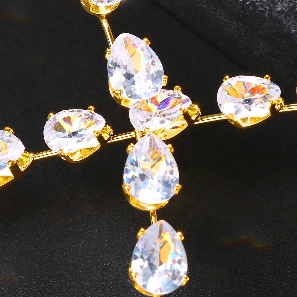 Stonefans Fashion Zircon Water Drop Collar Necklace