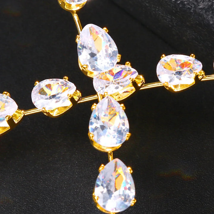 Stonefans Fashion Zircon Water Drop Collar Necklace