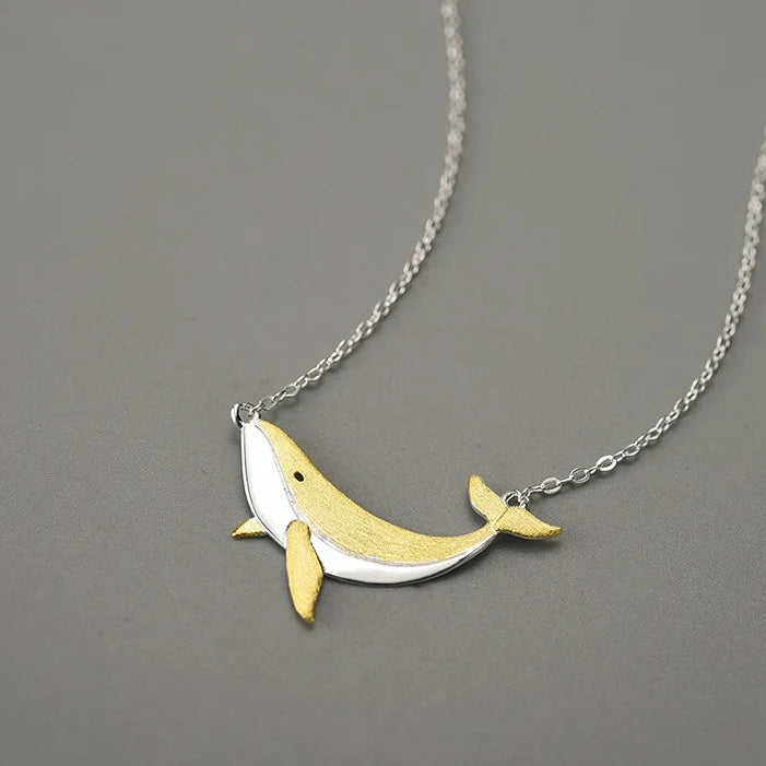 Golden Whale 925 Sterling Silver Necklace
