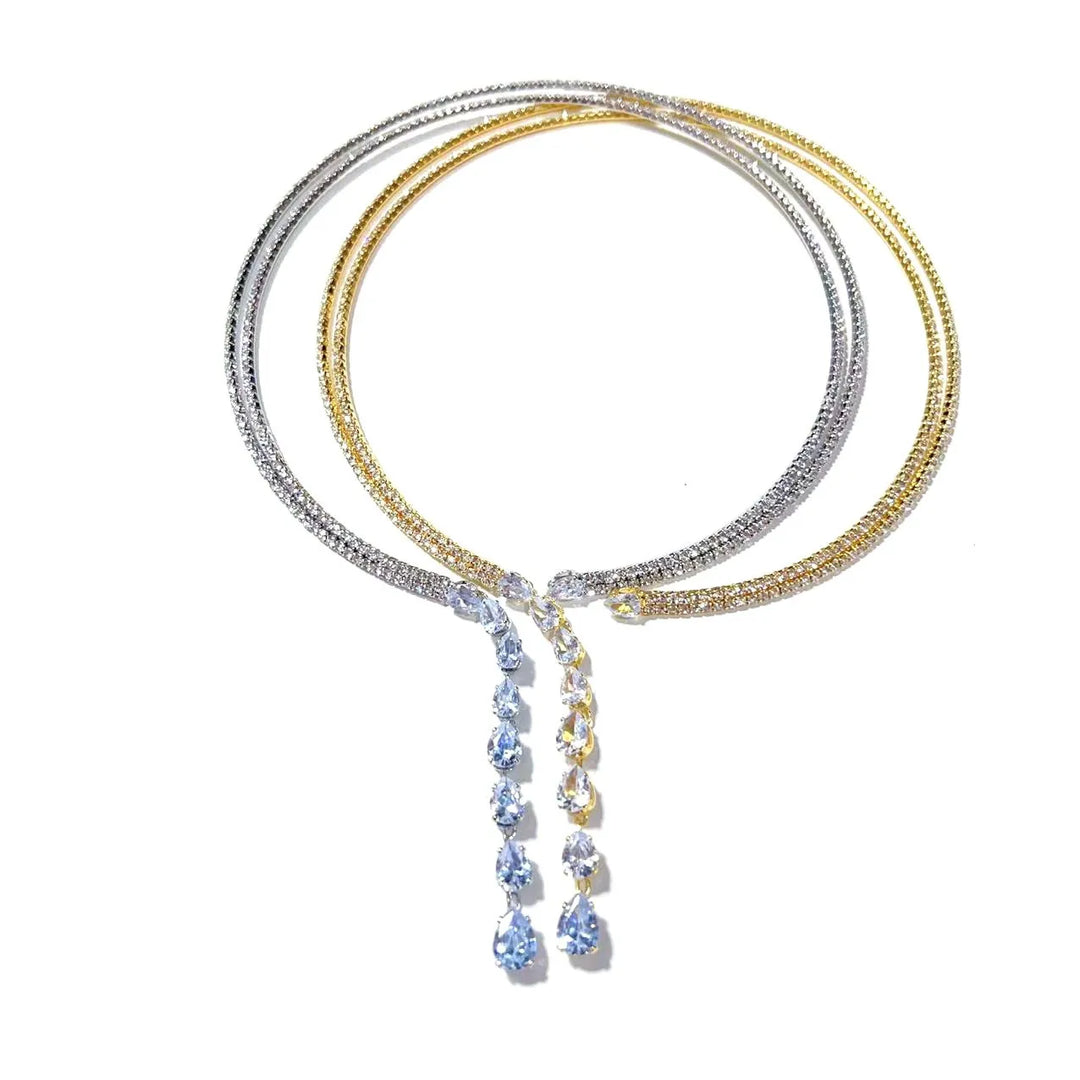 Fashionable irregular sparkling rhinestone zircon necklace