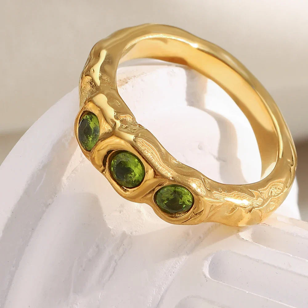 Geometric Elegance Ring - 18k Gold Plated