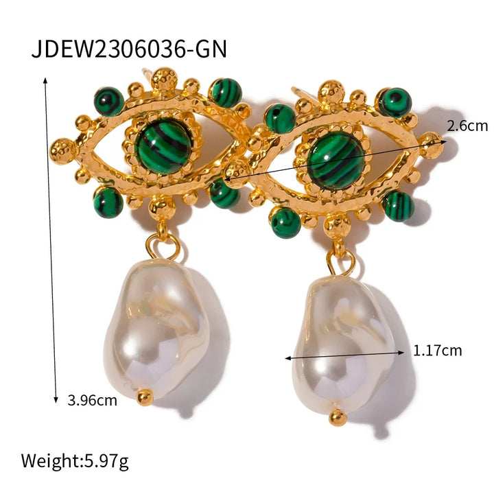 18k Pearl Evil Eye Earrings