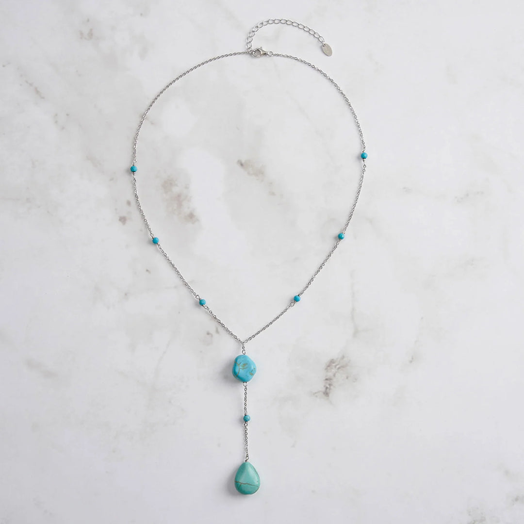 Turquoise Y-Drop 925 Sterling Silver Necklace