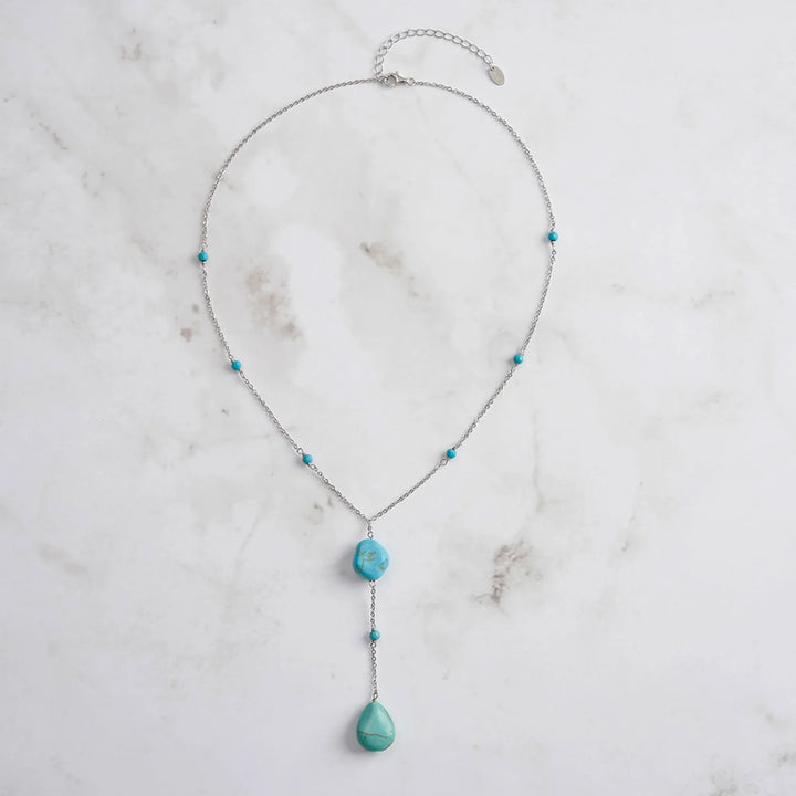 Turquoise Y-Drop 925 Sterling Silver Necklace