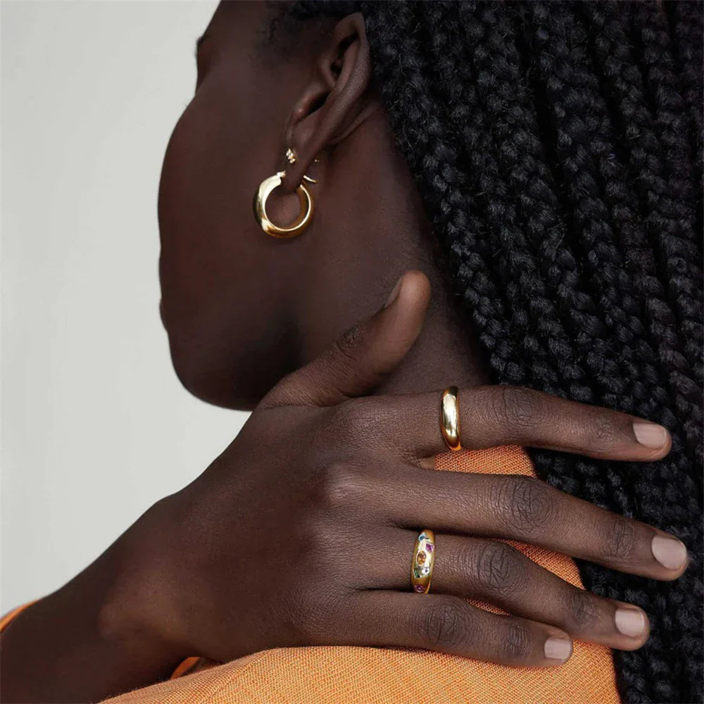Shimmering Chunky Geometric Ring