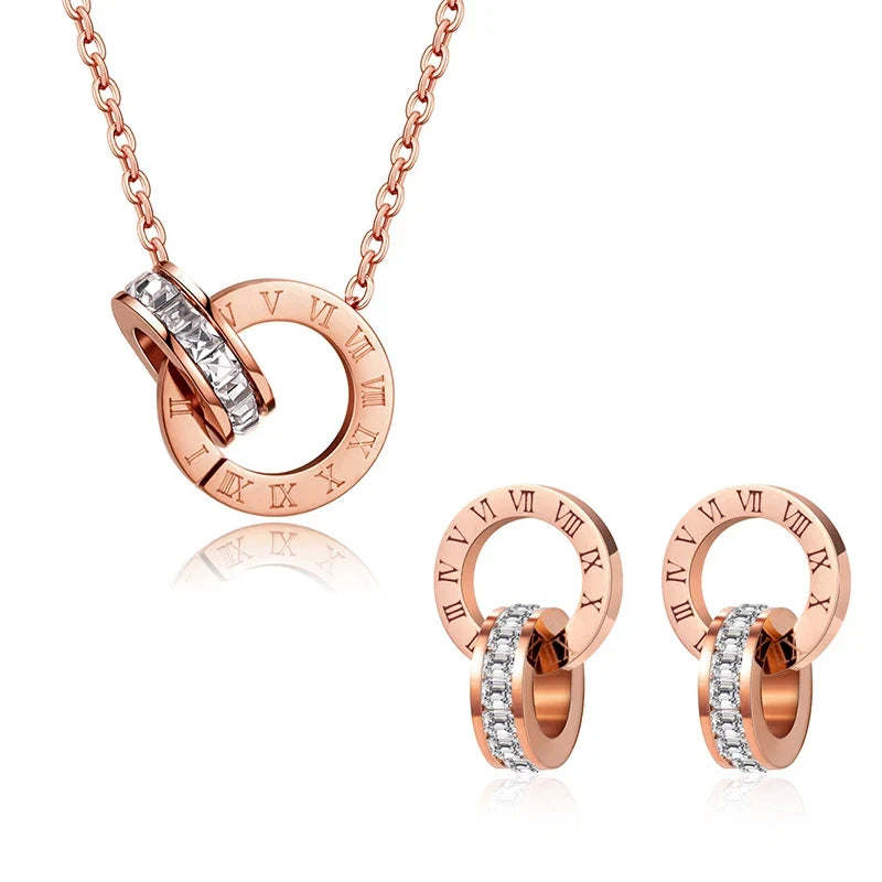 Roman Numeral Necklace & Earrings