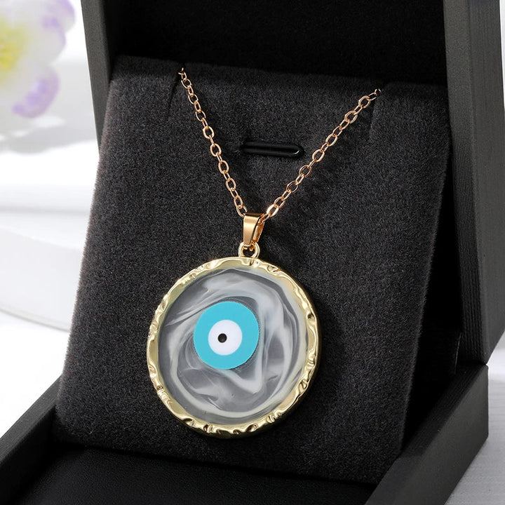 Round Pendant Evil Eye Necklace