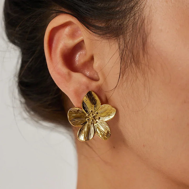Golden Petal Statement Earrings