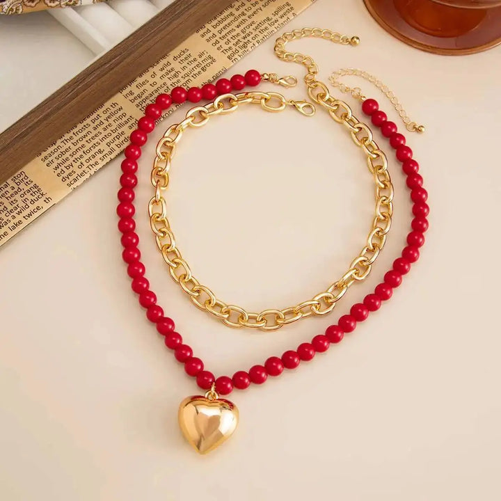 Timeless Hammered Heart Station Necklace