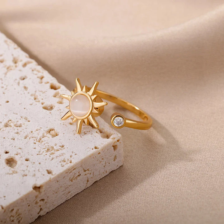 Solara Luminous Opal Sunburst Ring