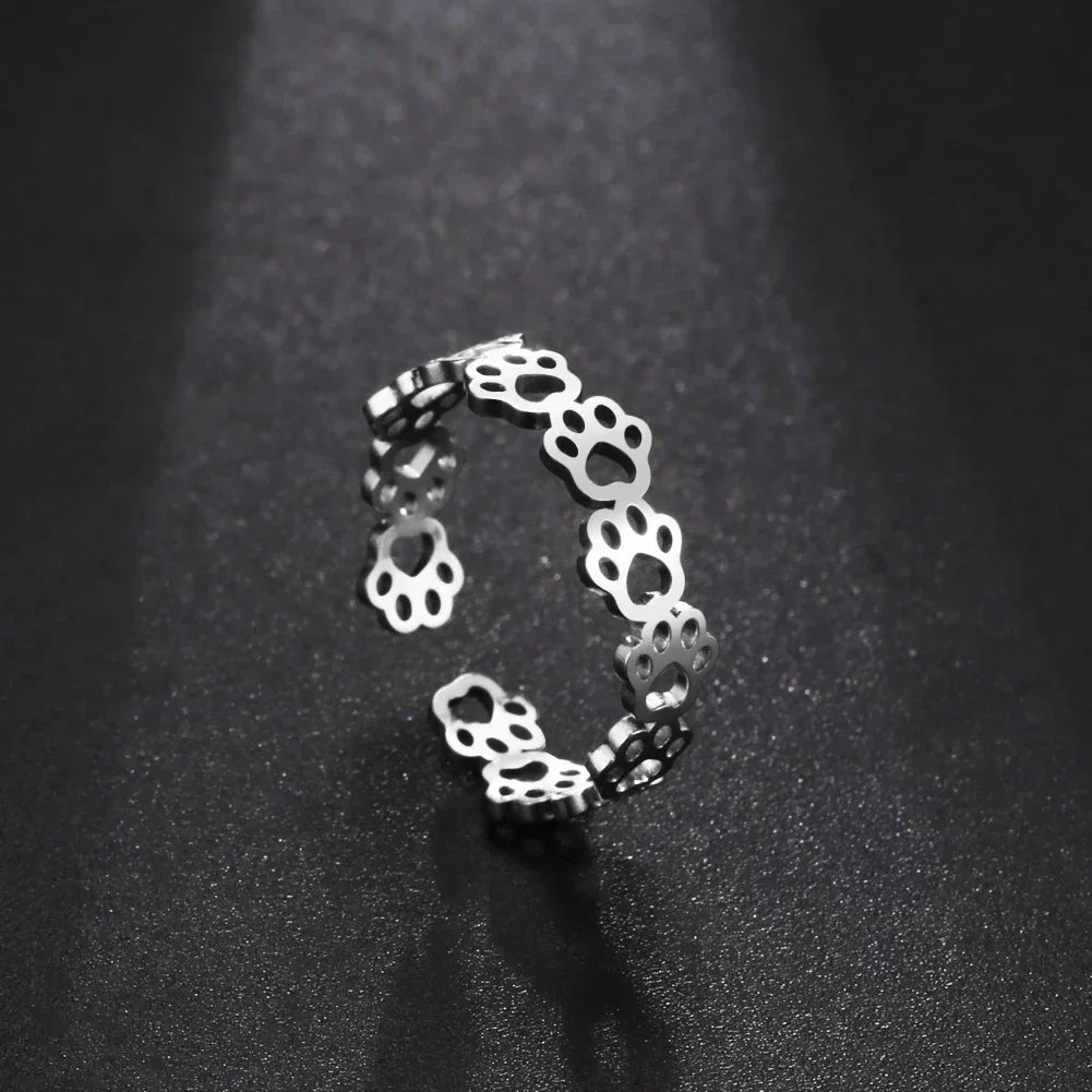 Adjustable Paw Print Ring â€“ Made of Stainless Steel
