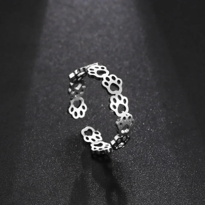 Adjustable Paw Print Ring â€“ Made of Stainless Steel