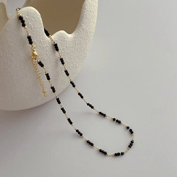 Retro Obsidian Bead Necklace
